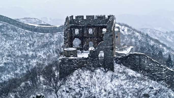 蟠龙山长城雪景航拍