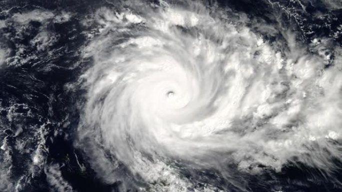 飓风风暴，龙卷风顶视图。从外太空看到的巨型飓风动画。美国国家航空航天局提供的这段视频的元素