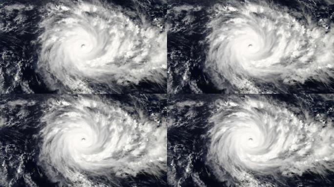 飓风风暴，龙卷风顶视图。从外太空看到的巨型飓风动画。美国国家航空航天局提供的这段视频的元素