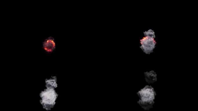 巨大的爆炸和巨大的火焰和火焰与浓密的灰色烟雾上升到顶部由阿尔法通道 (透明背景) QuickTime