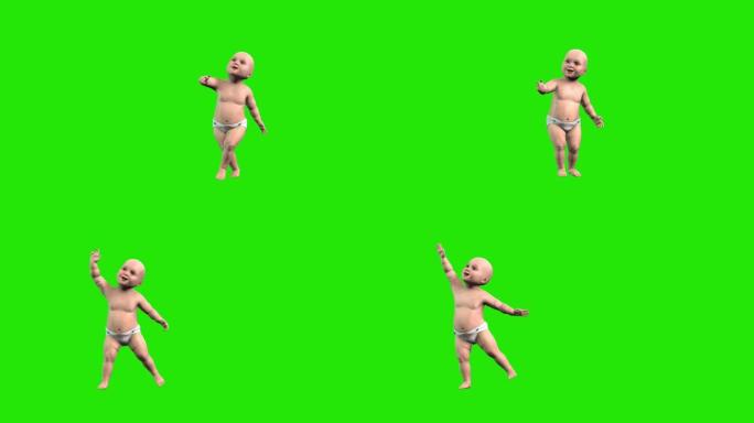 婴儿跳舞4k绿屏Chromakey