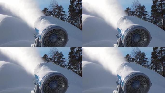 雪炮喷人造雪