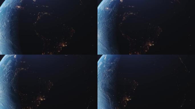 夜地球自转CG动画运动图形