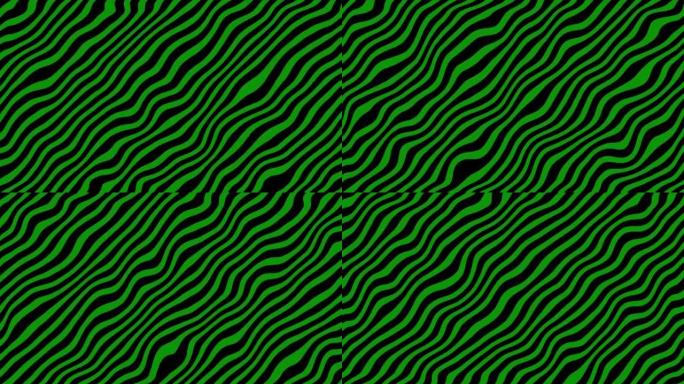 抽象波浪线，粒子线湍流，粒子连接网络，波型，棱镜毛刺曲线，绿色