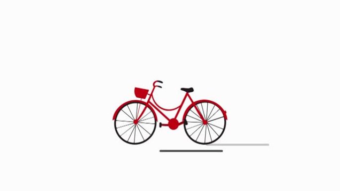 白色背景上孤立的红色自行车动画。