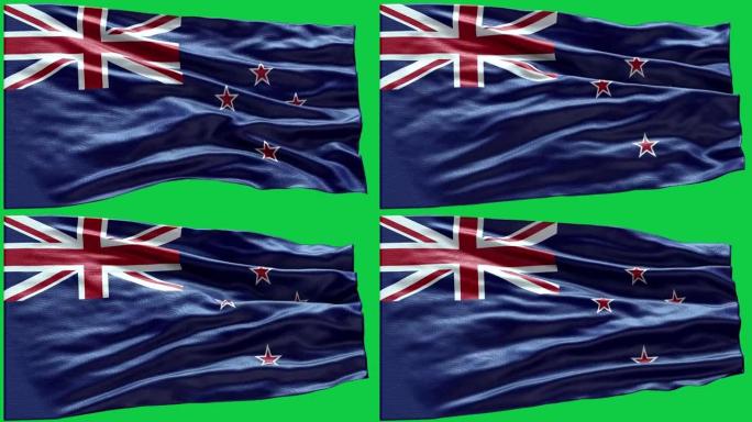 4k高度详细的新西兰国旗-新西兰国旗高细节-新西兰国旗波浪图案可循环元素