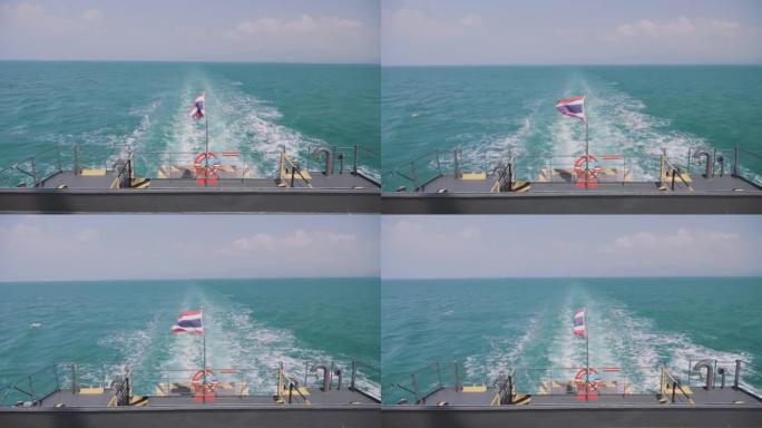 渡船上的泰国国旗海航海面海水