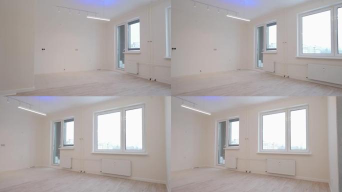 搬进新公寓，白色公寓内部空房新房建设。