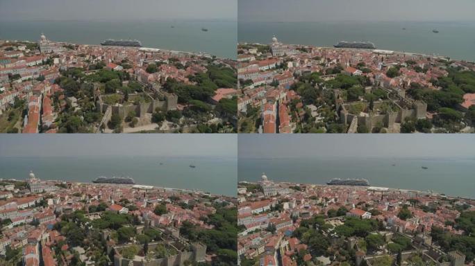 里斯本城市景观航空全景4k葡萄牙