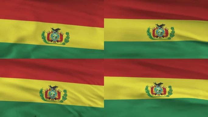 玻利维亚国旗在风seamles循环摆动三维动画。4 k决议。