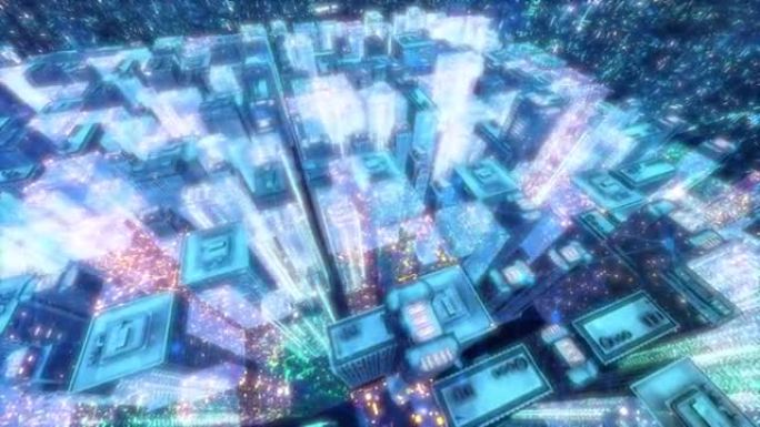 未来智慧城市网络空间建筑景观动画