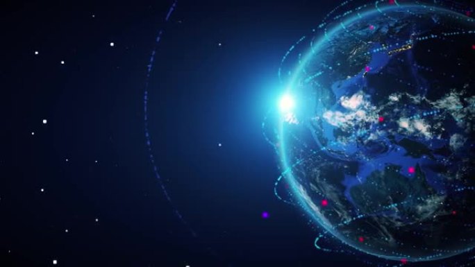 带连接线的4k地球 (特写)-可循环-国际网络