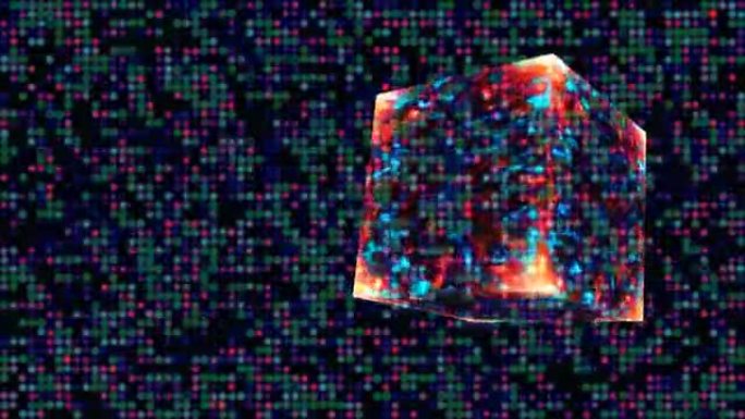 永恒的火焰力量压倒性的立方体神秘核心能量表面和模糊动画抽象深紫红色斑点光背景