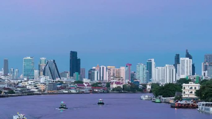 4K TL日夜: 暮色中的曼谷城市景观 (放大)