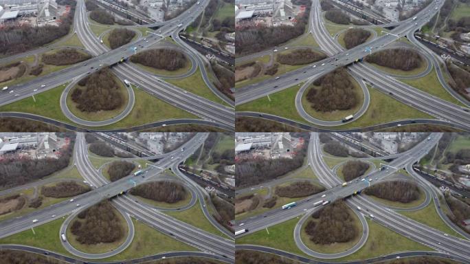 高速公路、交叉路口和桥梁的鸟瞰图
