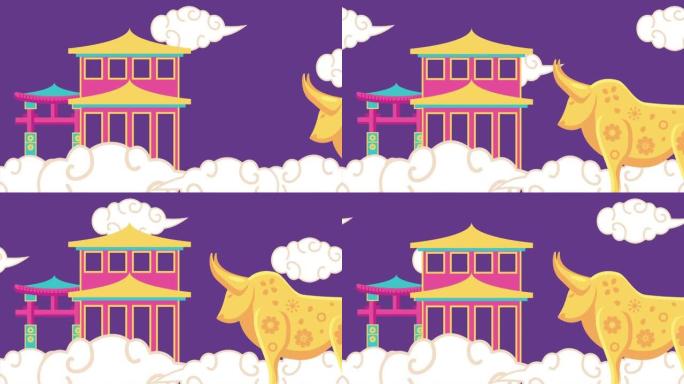 云中城堡快乐的中国庆祝活动