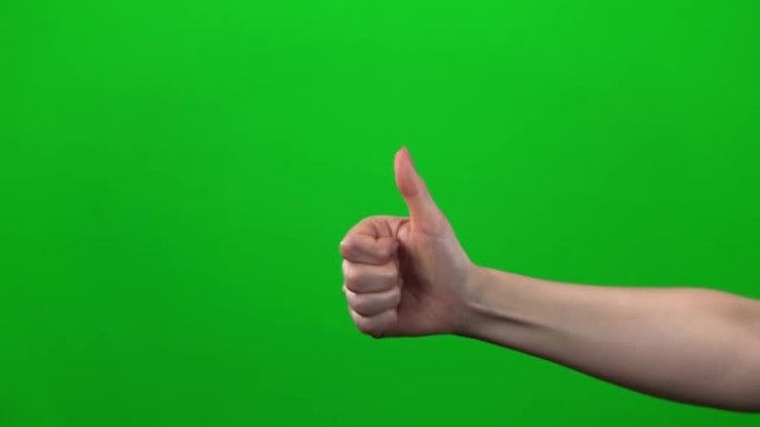 在绿屏女人的手上设置6个不同的拇指上下手势