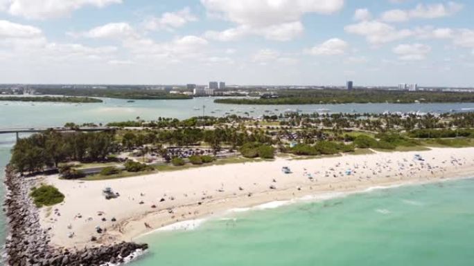空中迈阿密拖号海滩4k镜头