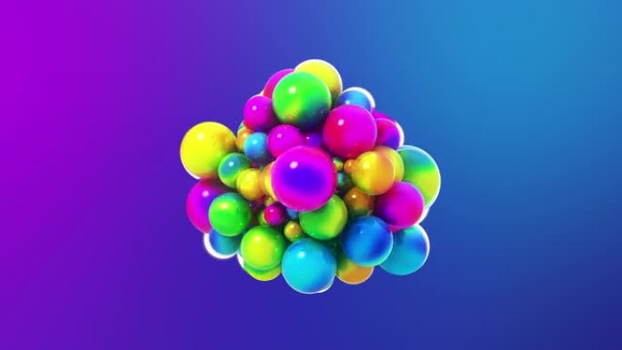 带粘性磁球或球的彩色b卷最小3D抽象镜头