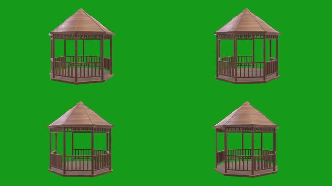 旋转3d小屋绿色屏幕运动图形