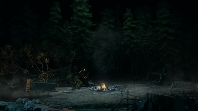 神秘森林壁炉黑客烤火