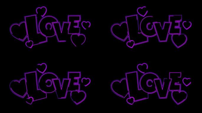 爱霓虹灯无缝动画的心脏标志。情人节，母亲节和假期快乐的设计元素。贺卡、横幅、招牌。4k视频特写。