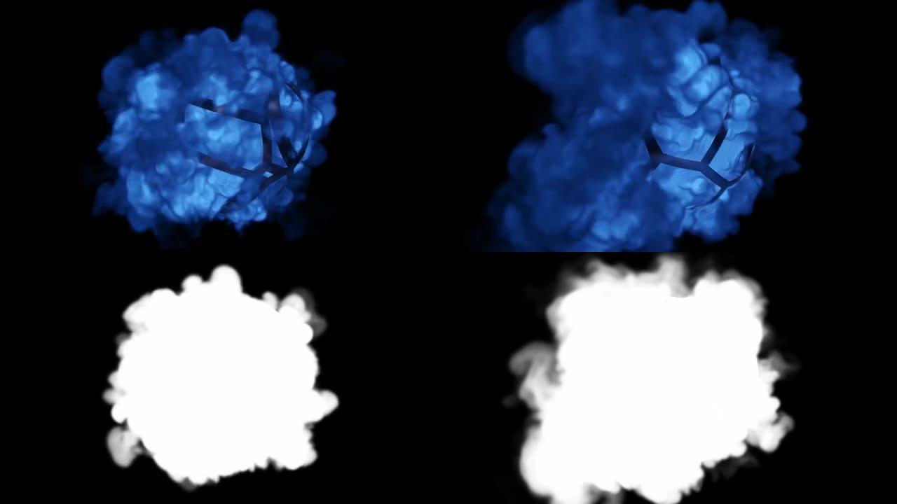 3D未来机制发射蓝烟/蒸汽与阿尔法通道。