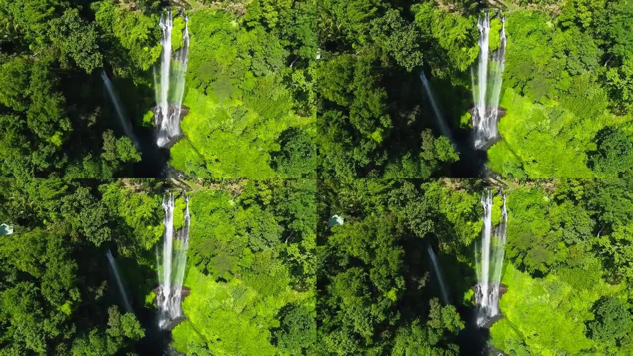 一组瀑布乌布巴厘岛印度尼西亚亚洲鸟瞰图