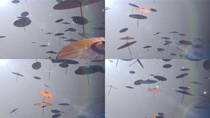 日本中国雨伞阳伞粒子圈动画
