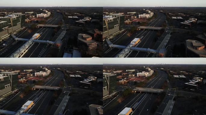 美国弗吉尼亚州雷斯顿杜勒斯收费公路无人机镜头