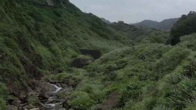 白天绿山河空中全景4k台湾