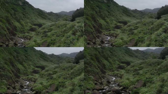 白天绿山河空中全景4k台湾