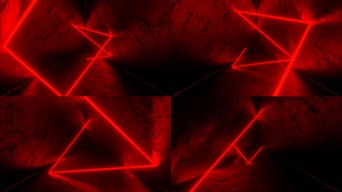 4k抽象无缝循环动画红色激光射线，发光灯管