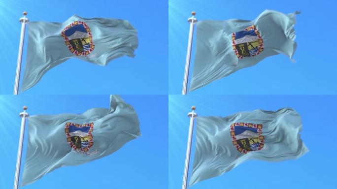 赤道几内亚首都马拉博的旗帜。循环