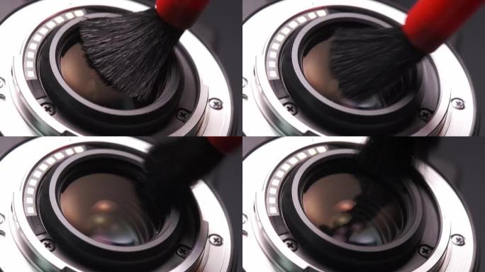 用刷子清洁相机镜头灰尘