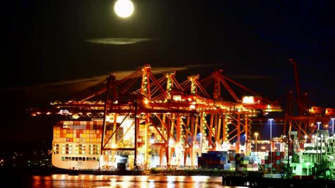 加拿大不列颠哥伦比亚省温哥华的延时集装箱港口码头