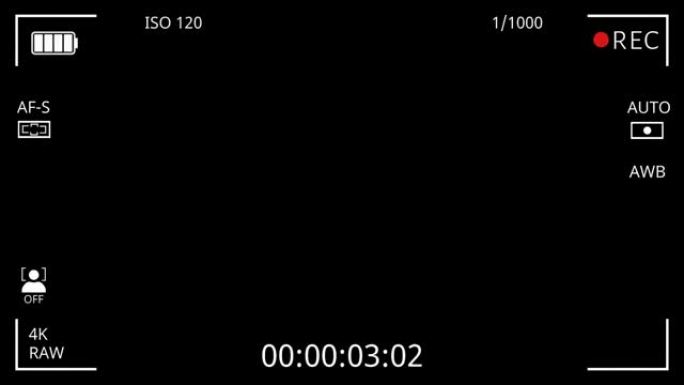 4k分辨率和阿尔法通道的录像机摄像机取景器屏幕动画