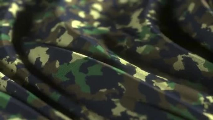 军用迷彩织物上的动画。军事背景。优雅奢华的动态风格，适用于军事和军事行动模板。
