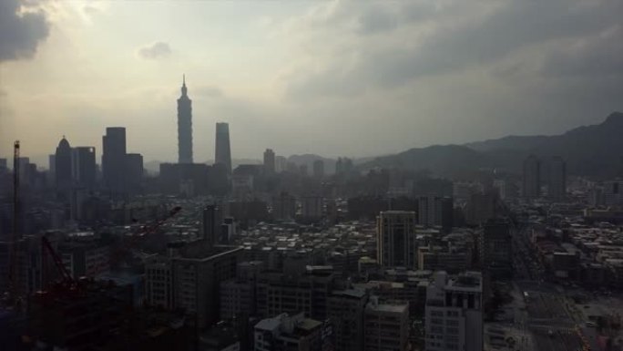 台湾晴天台北市中心高空中全景4k
