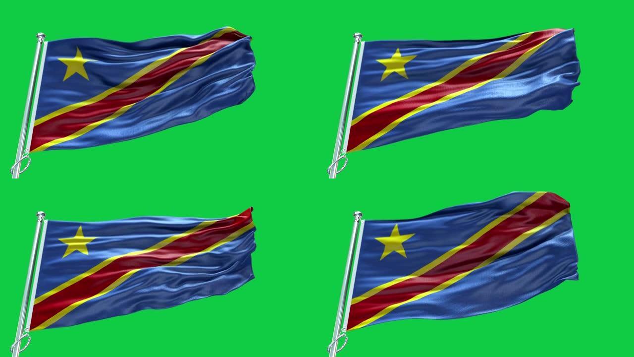 4k高度详细的刚果民主共和国国旗-刚果民主共和国国旗高细节-刚果民主共和国国旗波浪图案可循环元素
