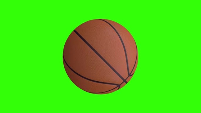 3d渲染篮球孤立在绿屏背景4k动画