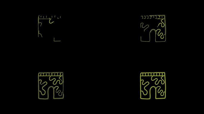 黑色背景上的夏季男士短裤动线图标。4k视频霓虹灯线动画。