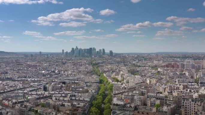 夏日巴黎市现代市区航空全景4k法国