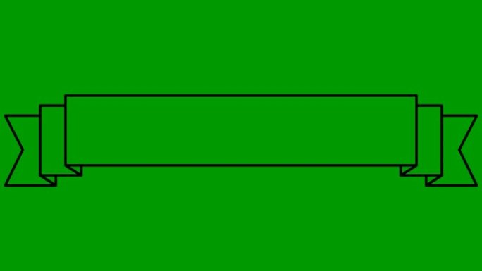 文本的动画线丝带。带复制空间的框架。循环视频。矢量插图孤立在绿色背景上。