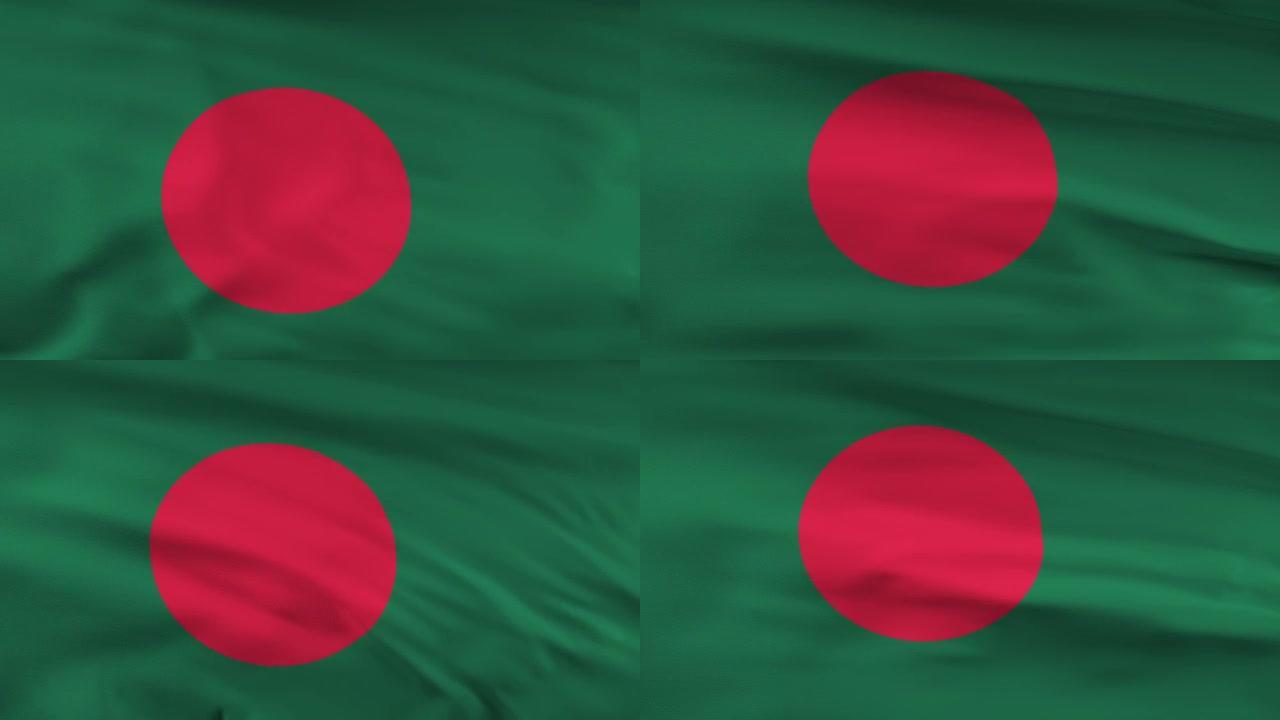 孟加拉国国旗飘扬在风seamles环三维动画。4 k决议。