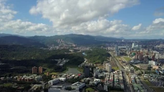 台湾晴天台北市名园山航拍全景4k