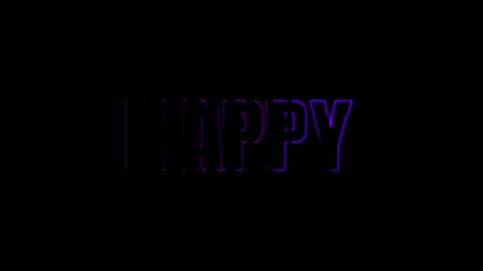 单词快乐的4k视频动画变成不同的颜色。