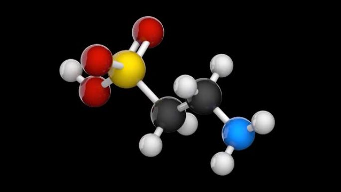 牛磺酸 (2-氨基乙磺酸)，C2H7NO3S的分子结构。