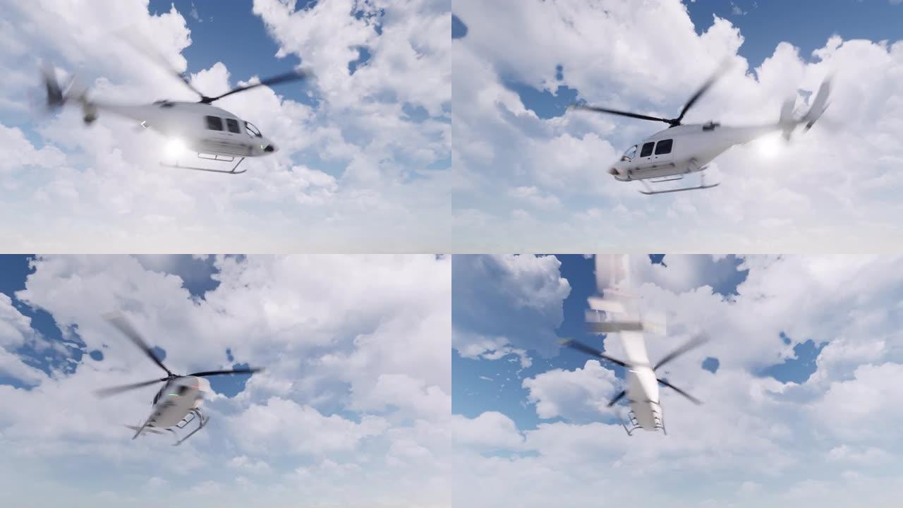 一架无品牌直升机由于发动机故障和尾旋翼效率下降而失去空中控制权