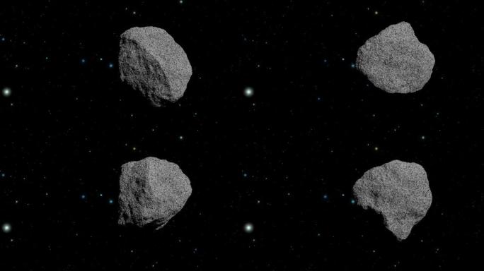 小行星在黑色空间3d风格宇宙空间4k